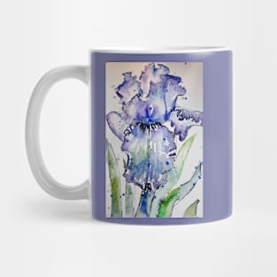 Purple Iris Watercolor and Ink Painting Mug